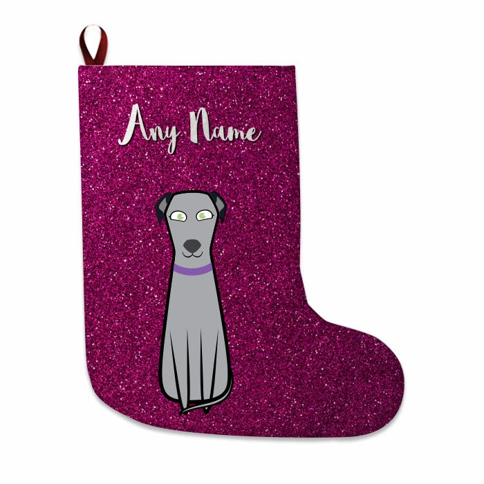 Dogs Personalized Christmas Stocking - Pink Glitter - Image 2