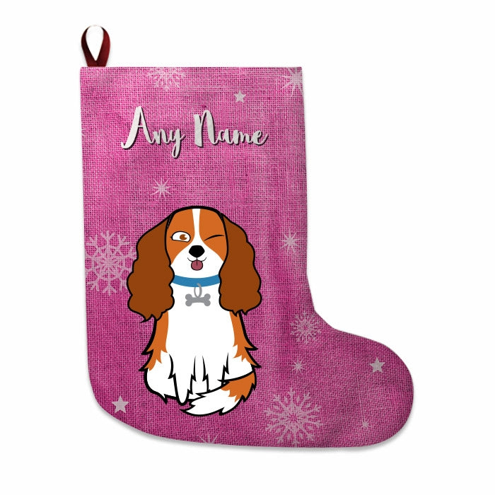 Dogs Personalized Christmas Stocking - Pink Jute - Image 1
