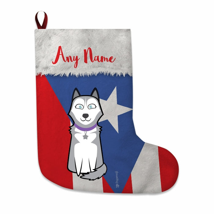 Dogs Personalized Christmas Stocking - Puerto Rican Flag - Image 2
