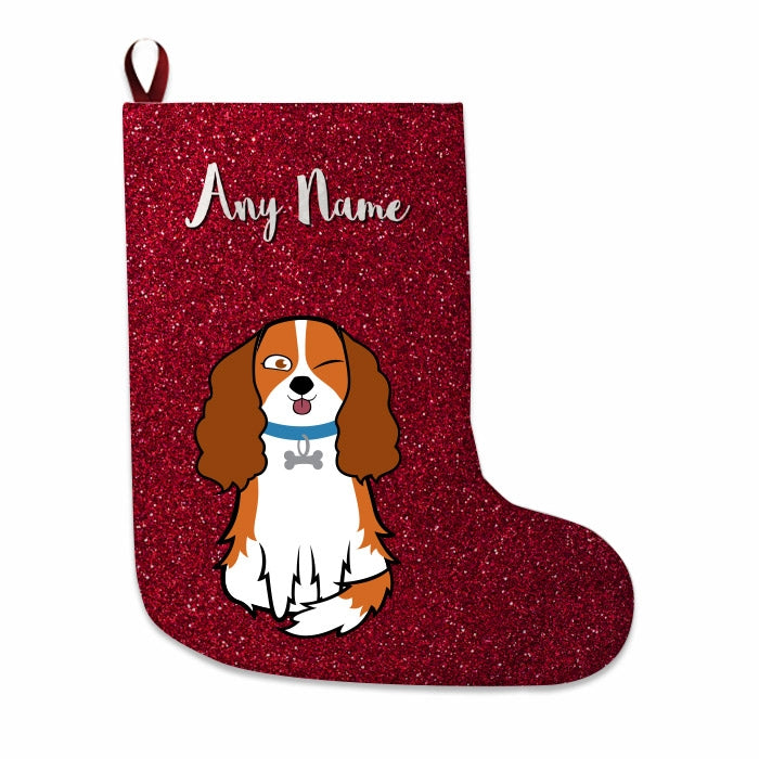 Dogs Personalized Christmas Stocking - Red Glitter - Image 2