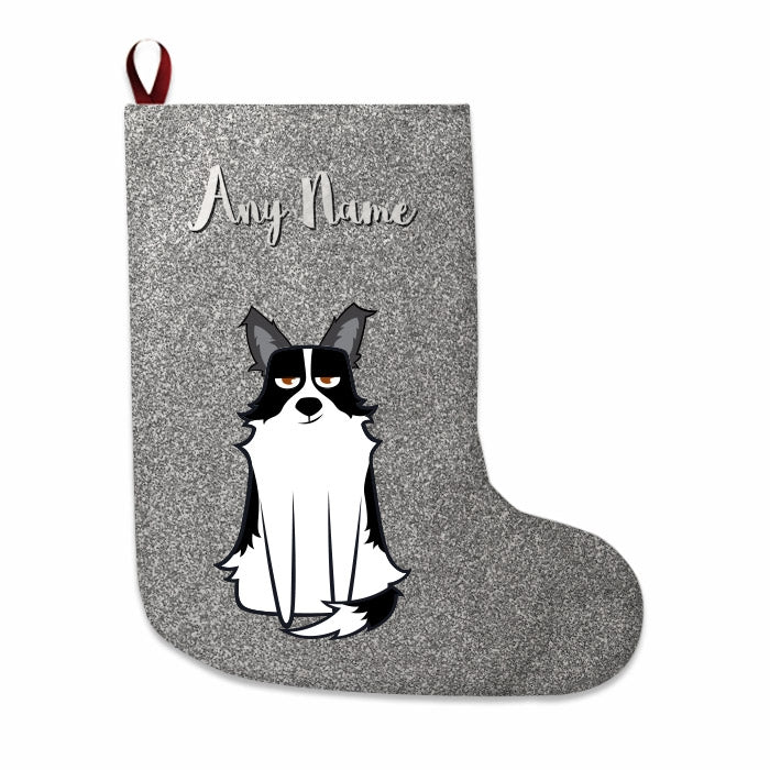 Dogs Personalized Christmas Stocking - Silver Glitter - Image 2