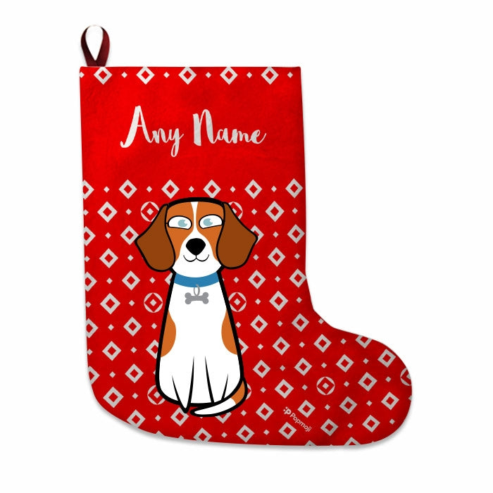 Dogs Personalized Christmas Stocking - Diamonds Pattern - Image 2