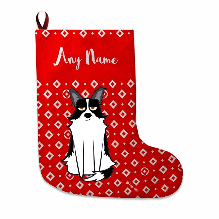 Dogs Personalized Christmas Stocking - Diamonds Pattern - Image 1