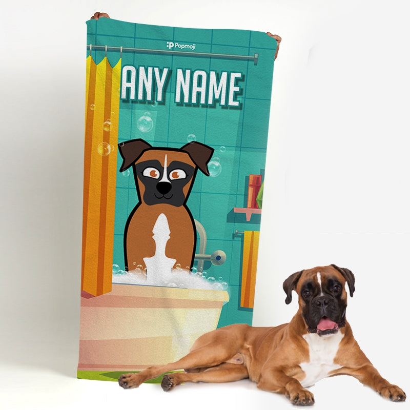 Personalized Dog Bath Time Beach Towel - Image 1