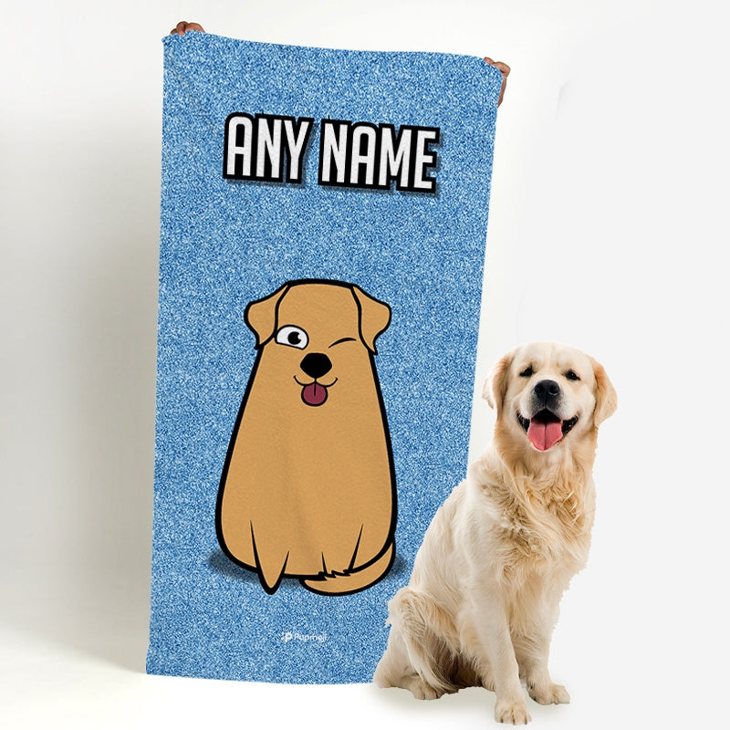 Personalized Dog Blue Glitter Beach Towel - Image 5