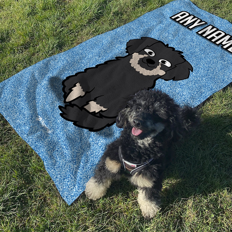 Dogs Personalized Blue Glitter Beach Towel