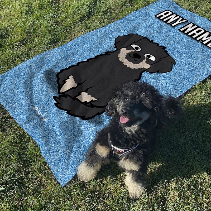 Personalized Dog Blue Glitter Beach Towel - Image 1