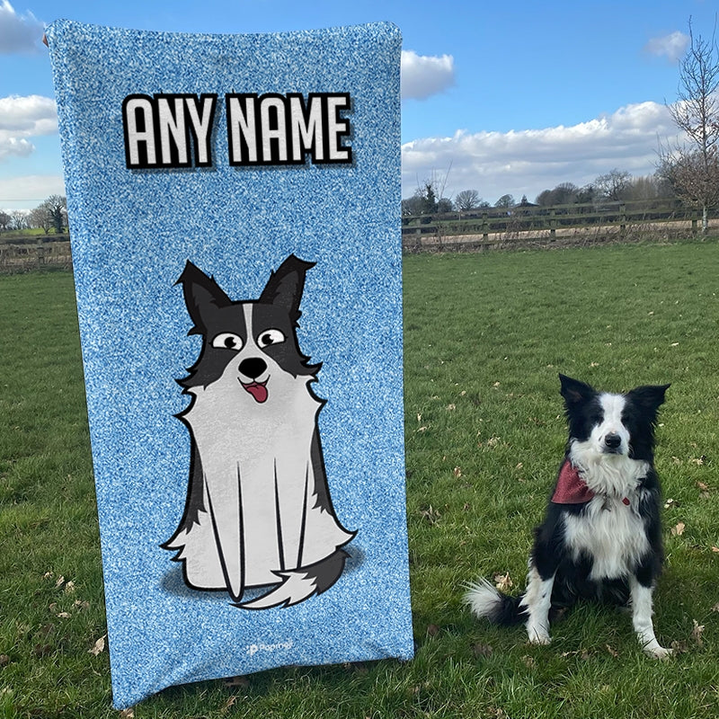 Personalized Dog Blue Glitter Beach Towel - Image 3