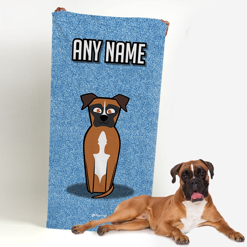 Personalized Dog Blue Glitter Beach Towel - Image 2