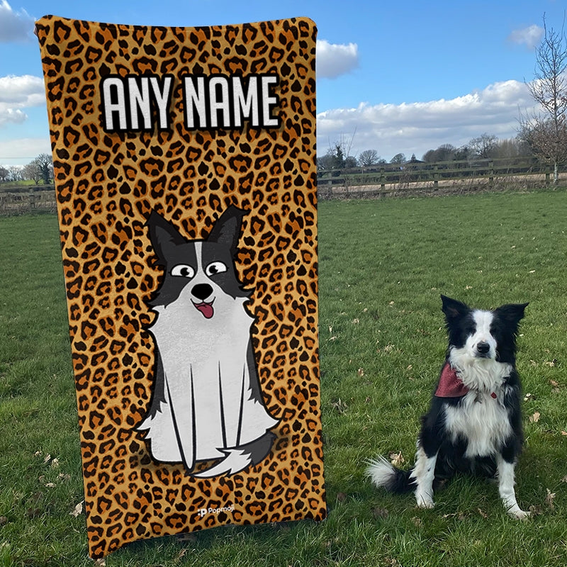 Personalized Dog Leopard Print Beach Towel - Image 2