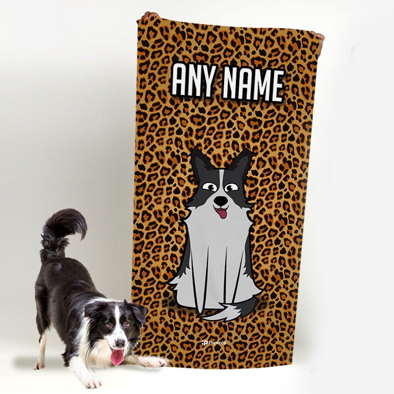 Personalized Dog Leopard Print Beach Towel - Image 3