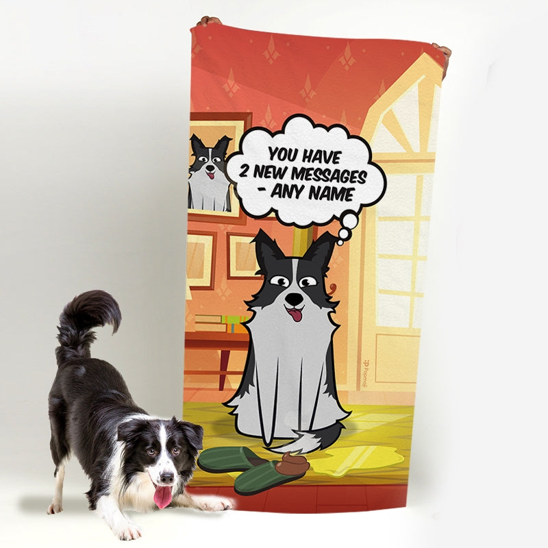 Personalized Dog New Messages Beach Towel - Image 1