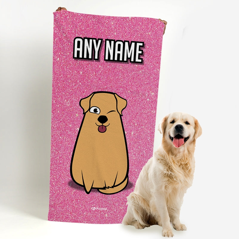 Personalized Dog Pink Glitter Beach Towel - Image 1