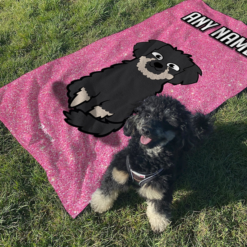 Personalized Dog Pink Glitter Beach Towel - Image 3