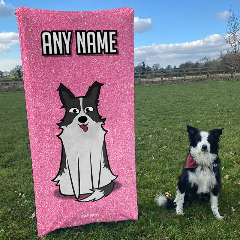 Personalized Dog Pink Glitter Beach Towel - Image 5