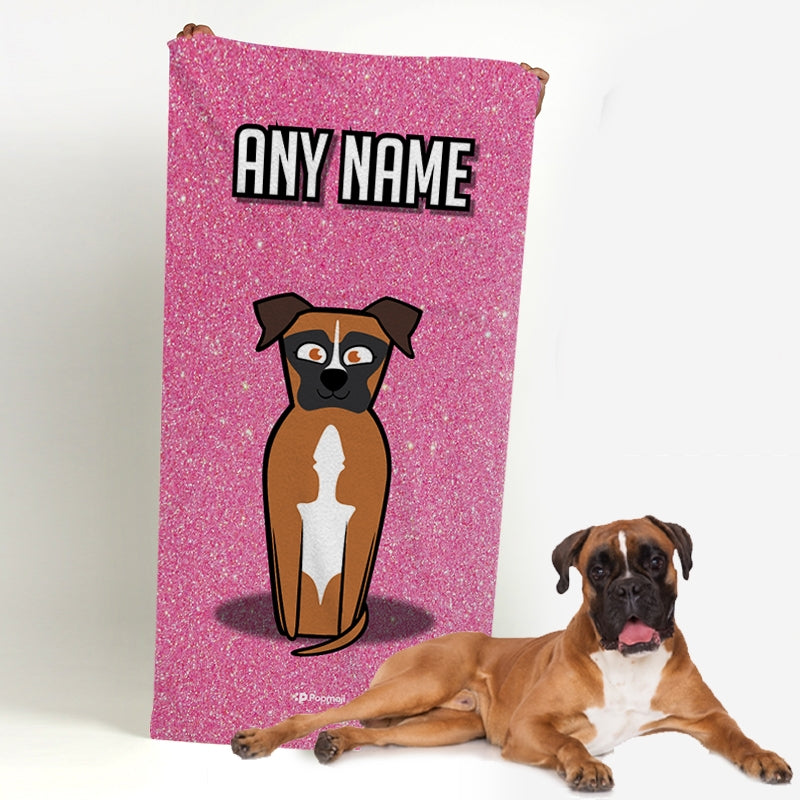 Personalized Dog Pink Glitter Beach Towel - Image 4