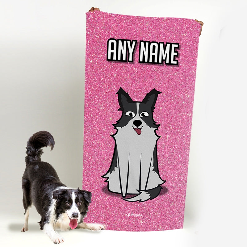Personalized Dog Pink Glitter Beach Towel - Image 2