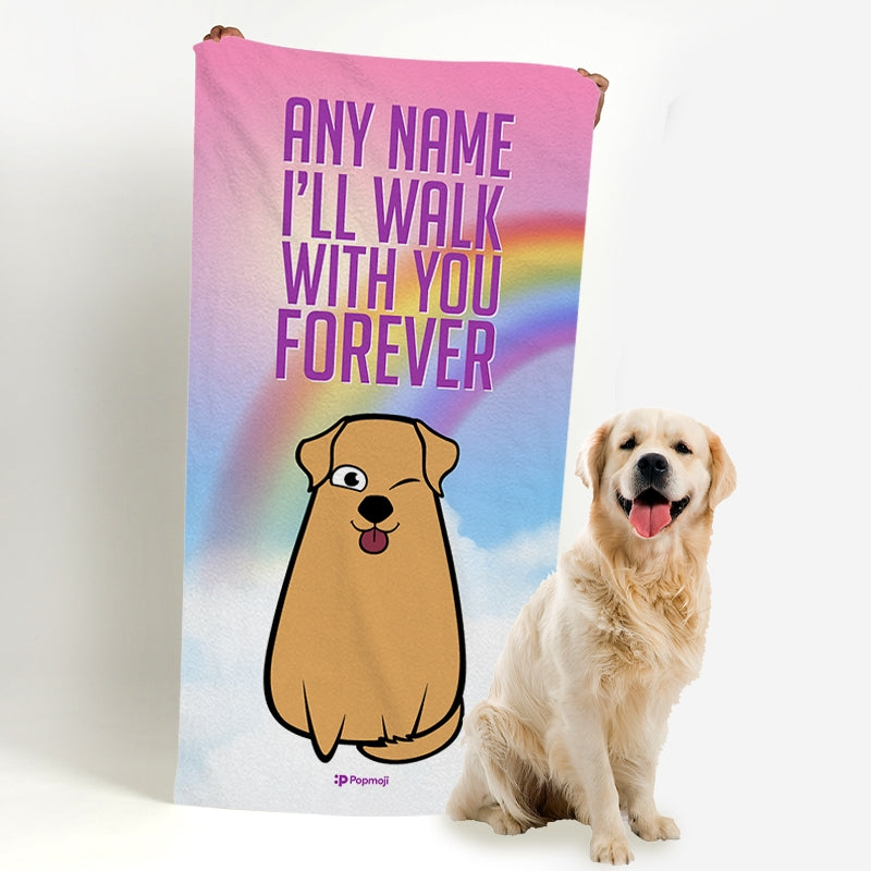 Personalized Dog Walk With You Forever Beach Towel - Image 1