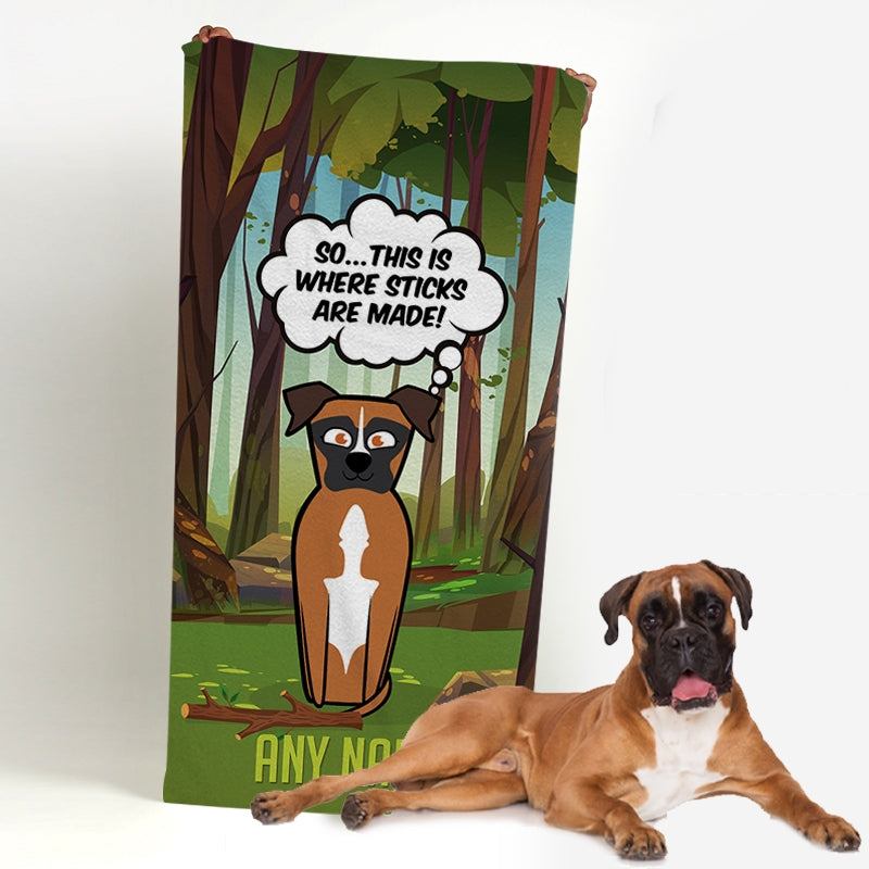Personalized Dog Where Sticks Are Made Beach Towel - Image 2