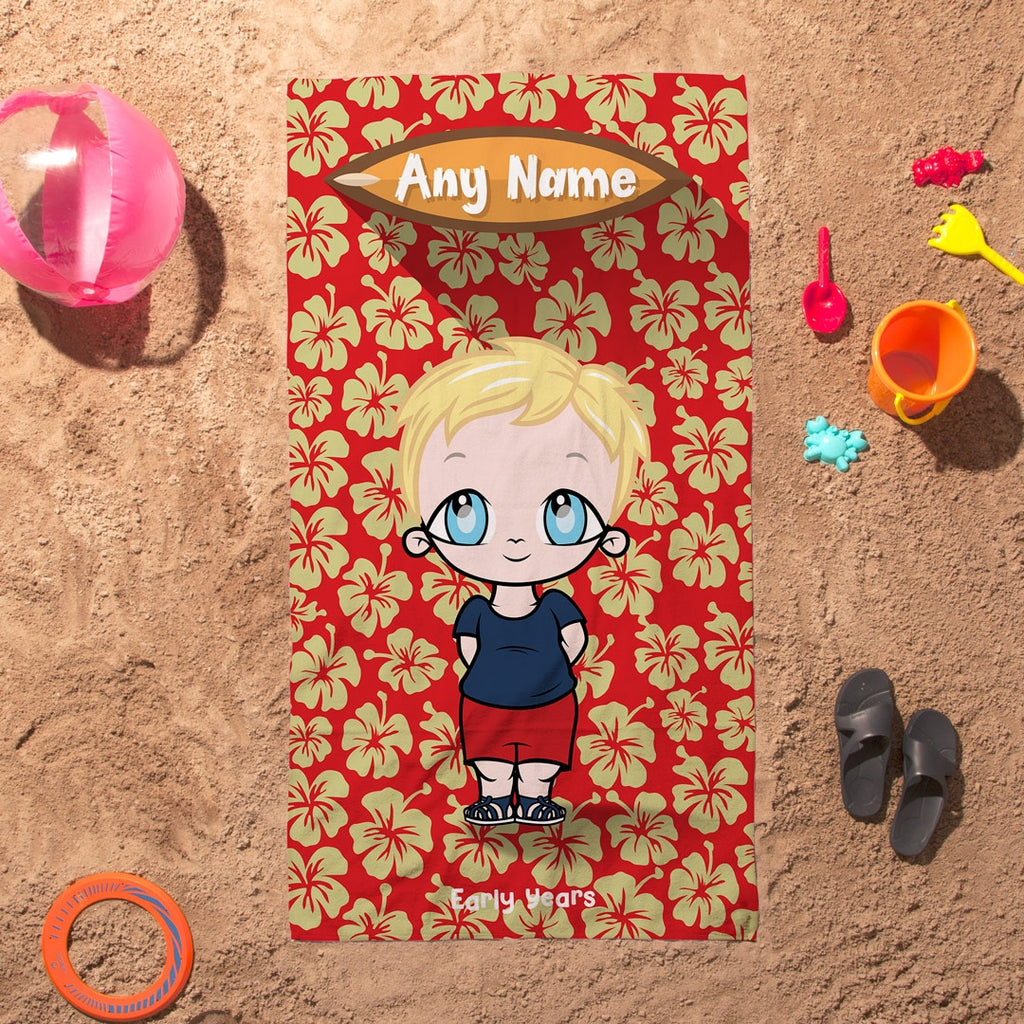 Early Years Red Hula Flowers Beach Towel - Image 1