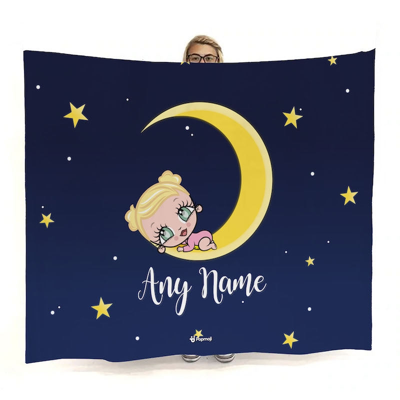 Moon and 2025 stars fleece blanket