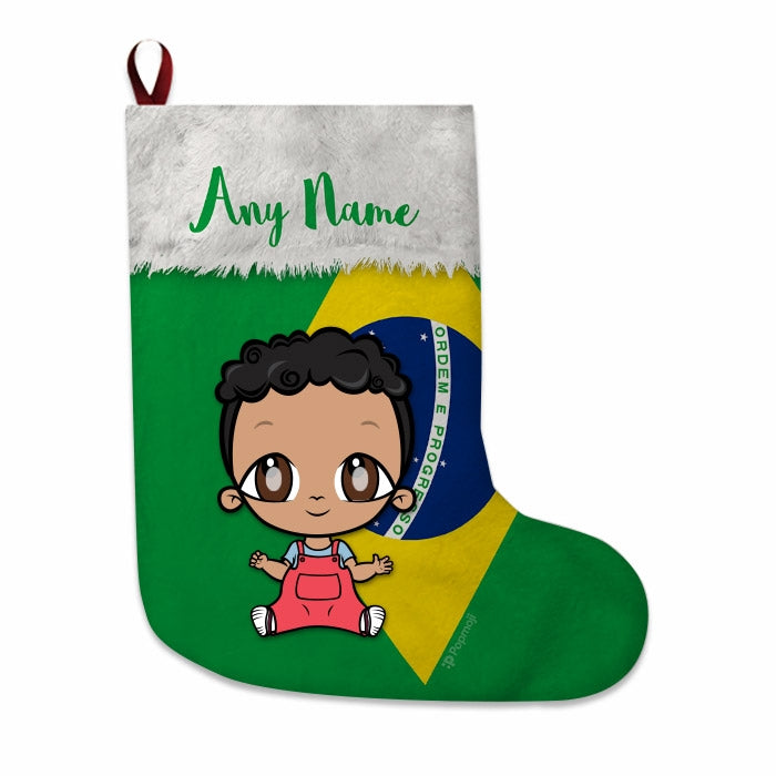 Babies Personalized Christmas Stocking - Brazilian Flag - Image 1
