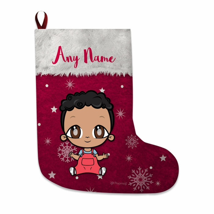 Babies Personalized Christmas Stocking - Classic Red Snowflake - Image 2