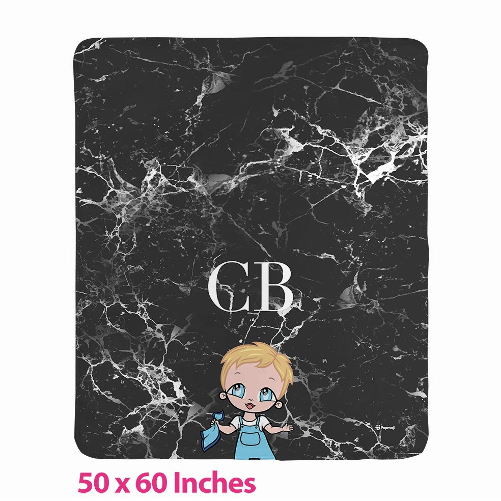 Babies Lux Collection Black Marble Fleece Blanket - Image 1