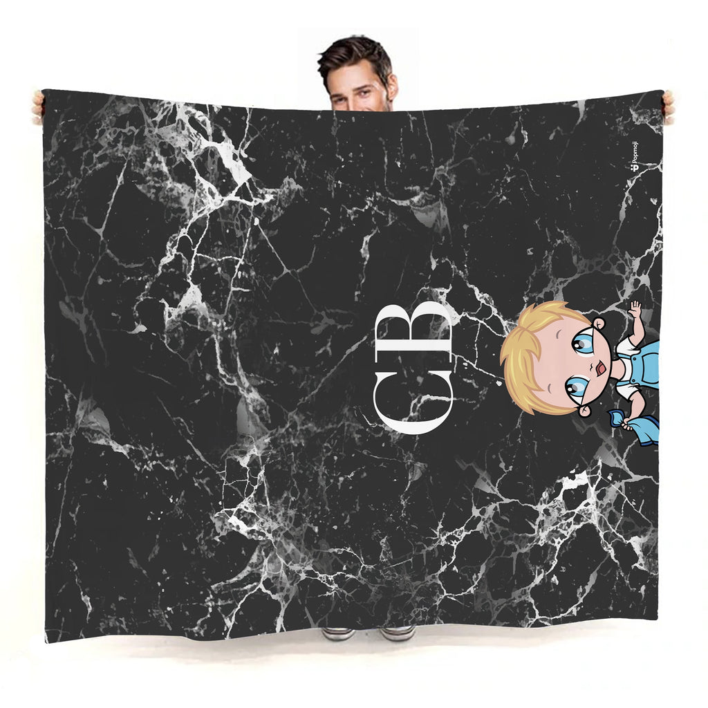 Babies Lux Collection Black Marble Fleece Blanket - Image 5