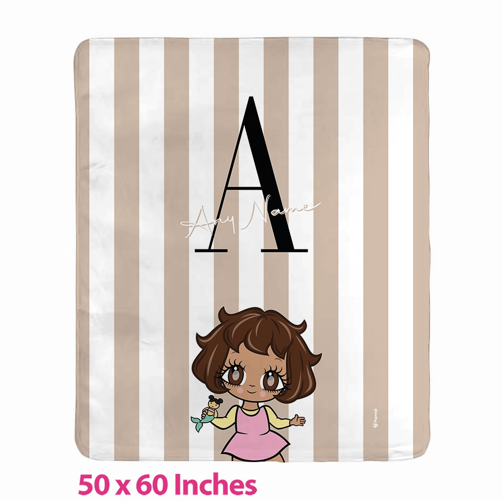 Babies Lux Initial Stripe Fleece Blanket - Image 1