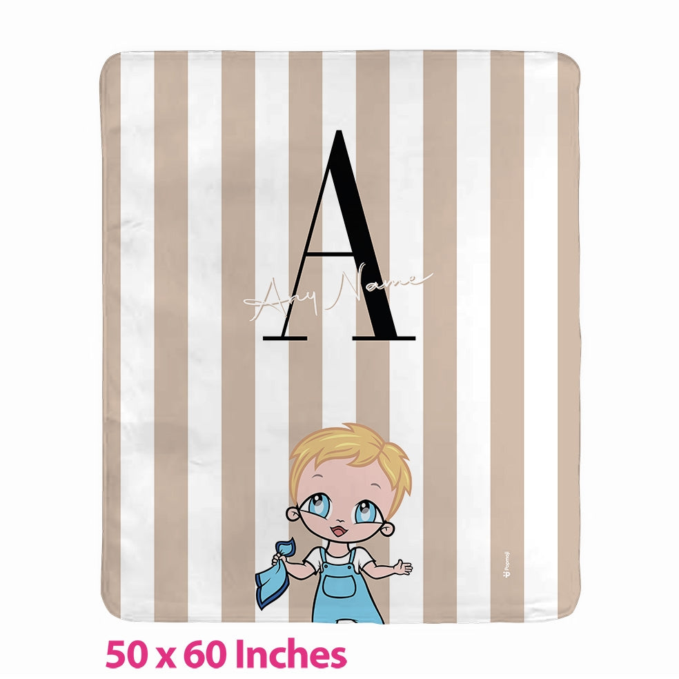 Babies Lux Initial Stripe Fleece Blanket - Image 4