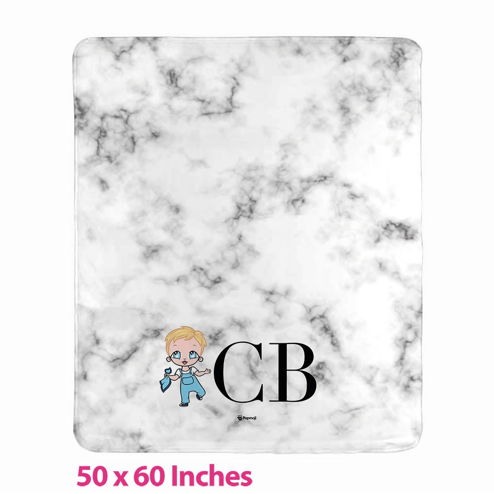 Babies Lux Collection White Marble Fleece Blanket - Image 1