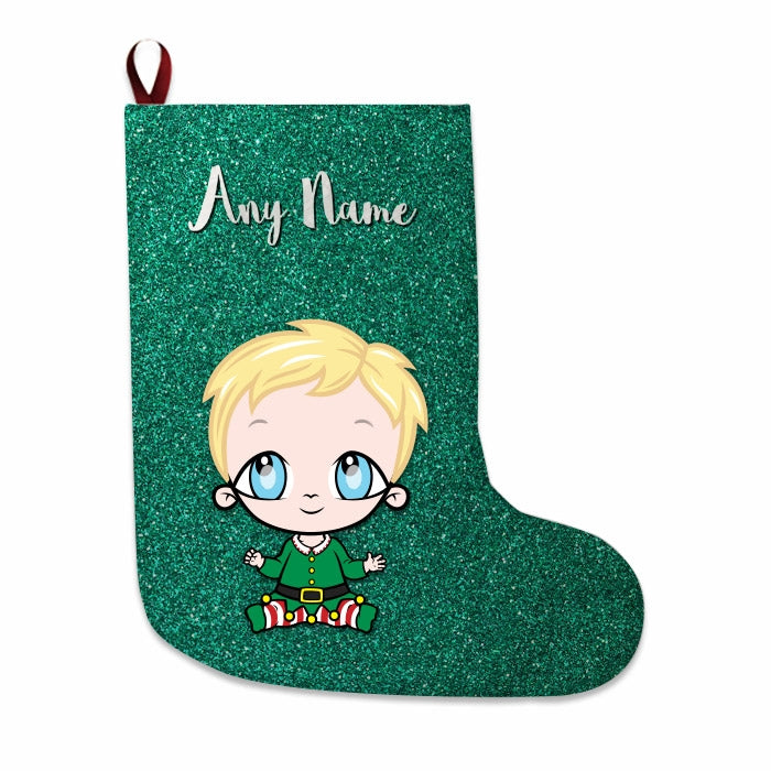 Babies Personalized Christmas Stocking - Green Glitter - Image 2