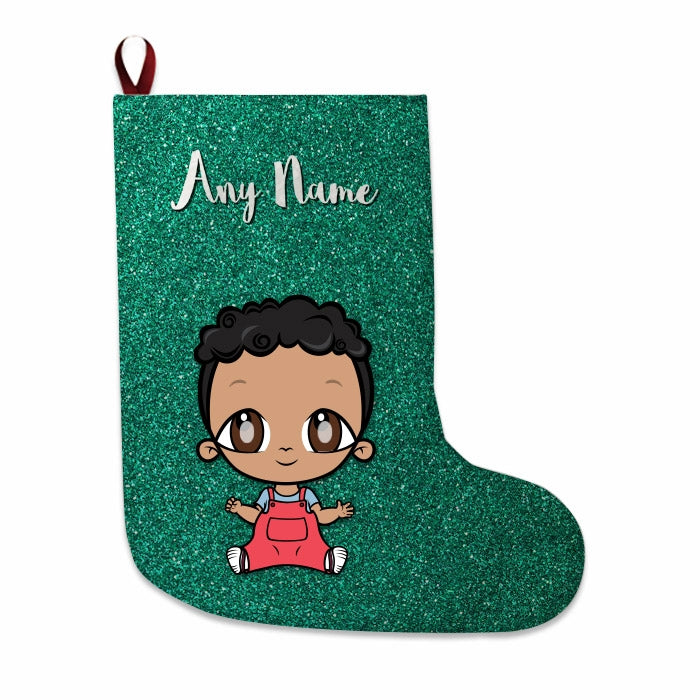 Babies Personalized Christmas Stocking - Green Glitter - Image 4