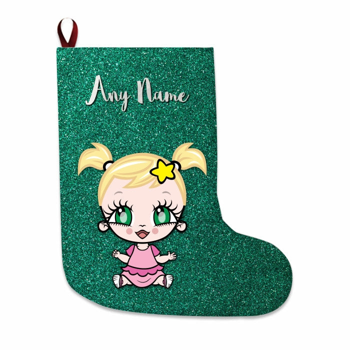 Babies Personalized Christmas Stocking - Green Glitter - Image 3