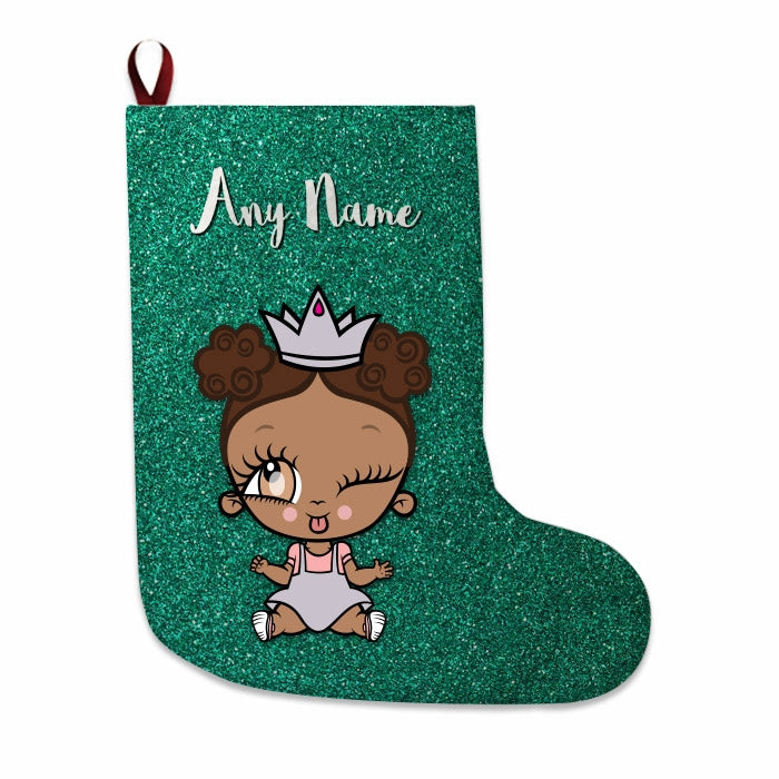 Babies Personalized Christmas Stocking - Green Glitter - Image 1