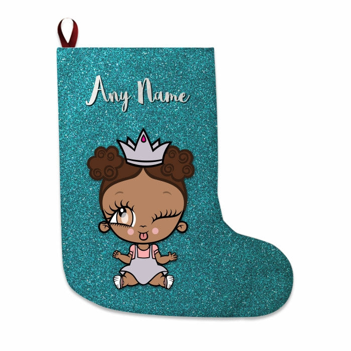 Babies Personalized Christmas Stocking - Light Blue Glitter - Image 1