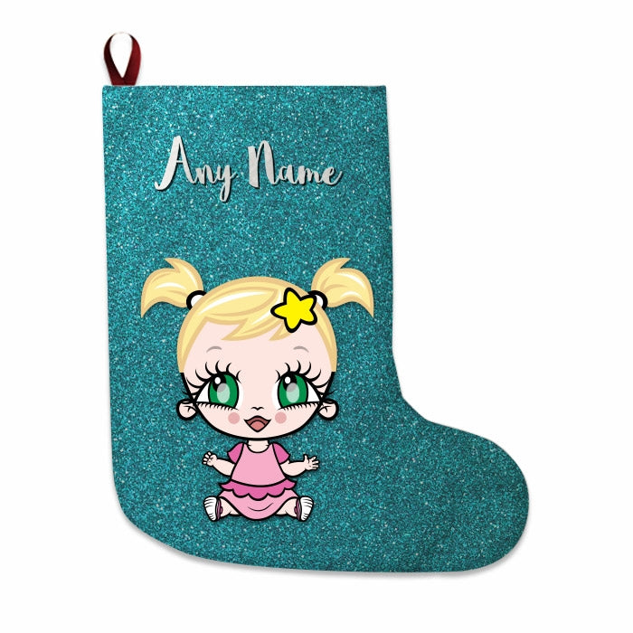 Babies Personalized Christmas Stocking - Light Blue Glitter - Image 3