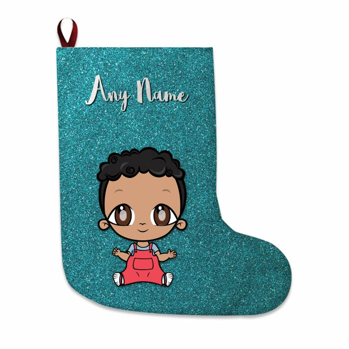 Babies Personalized Christmas Stocking - Light Blue Glitter - Image 2