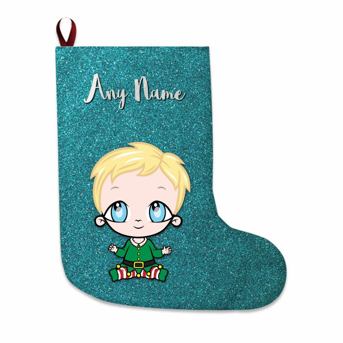 Babies Personalized Christmas Stocking - Light Blue Glitter - Image 4