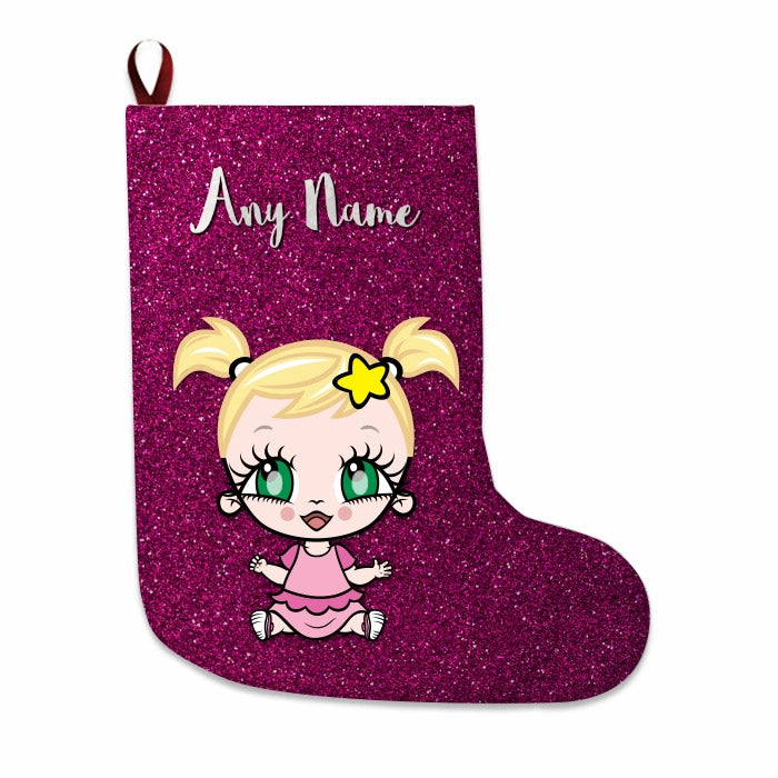 Babies Personalized Christmas Stocking - Pink Glitter - Image 1