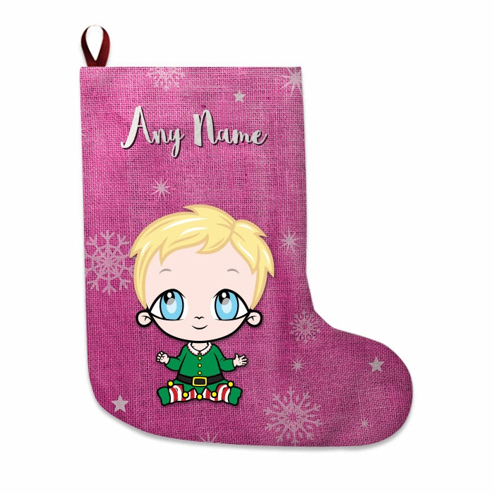 Babies Personalized Christmas Stocking - Pink Jute - Image 2