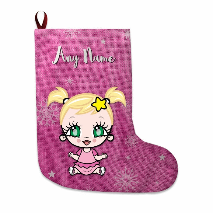 Babies Personalized Christmas Stocking - Pink Jute - Image 1