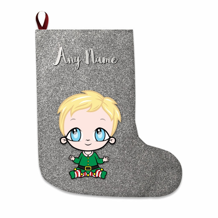 Babies Personalized Christmas Stocking - Silver Glitter - Image 1