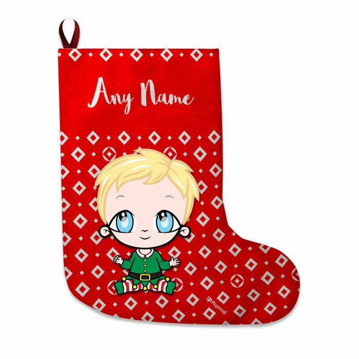 Babies Personalized Christmas Stocking - Diamonds Pattern - Image 1