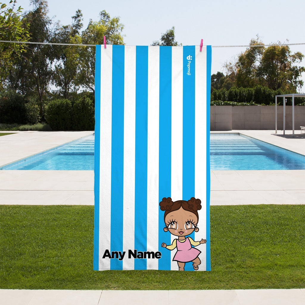 Early Years Personalized Blue Stripe Beach Towel - Image 1