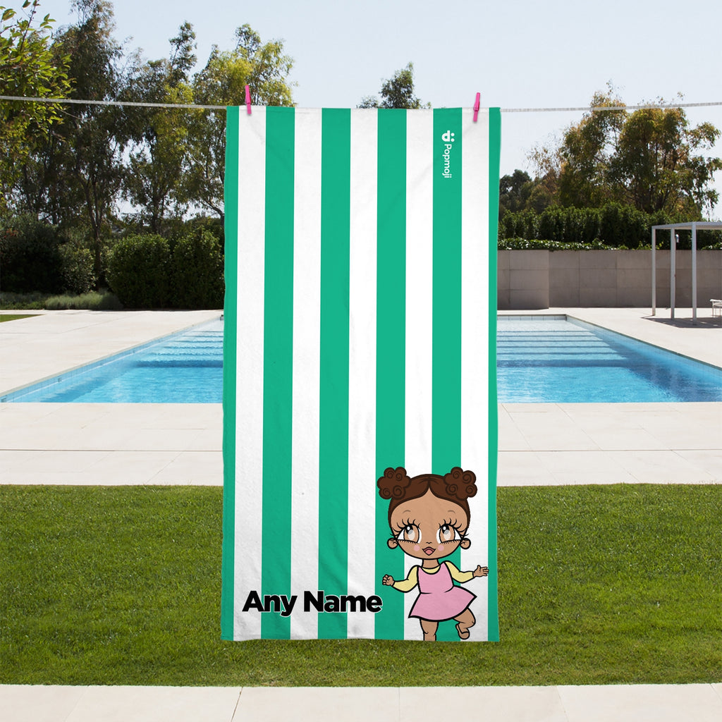 Early Years Personalized Green Stripe Beach Towel - Image 2