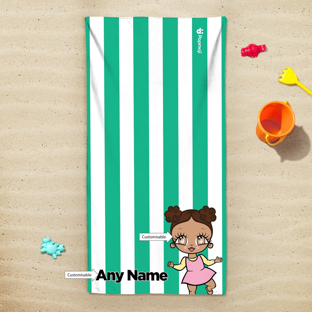 Early Years Personalized Green Stripe Beach Towel - Image 3
