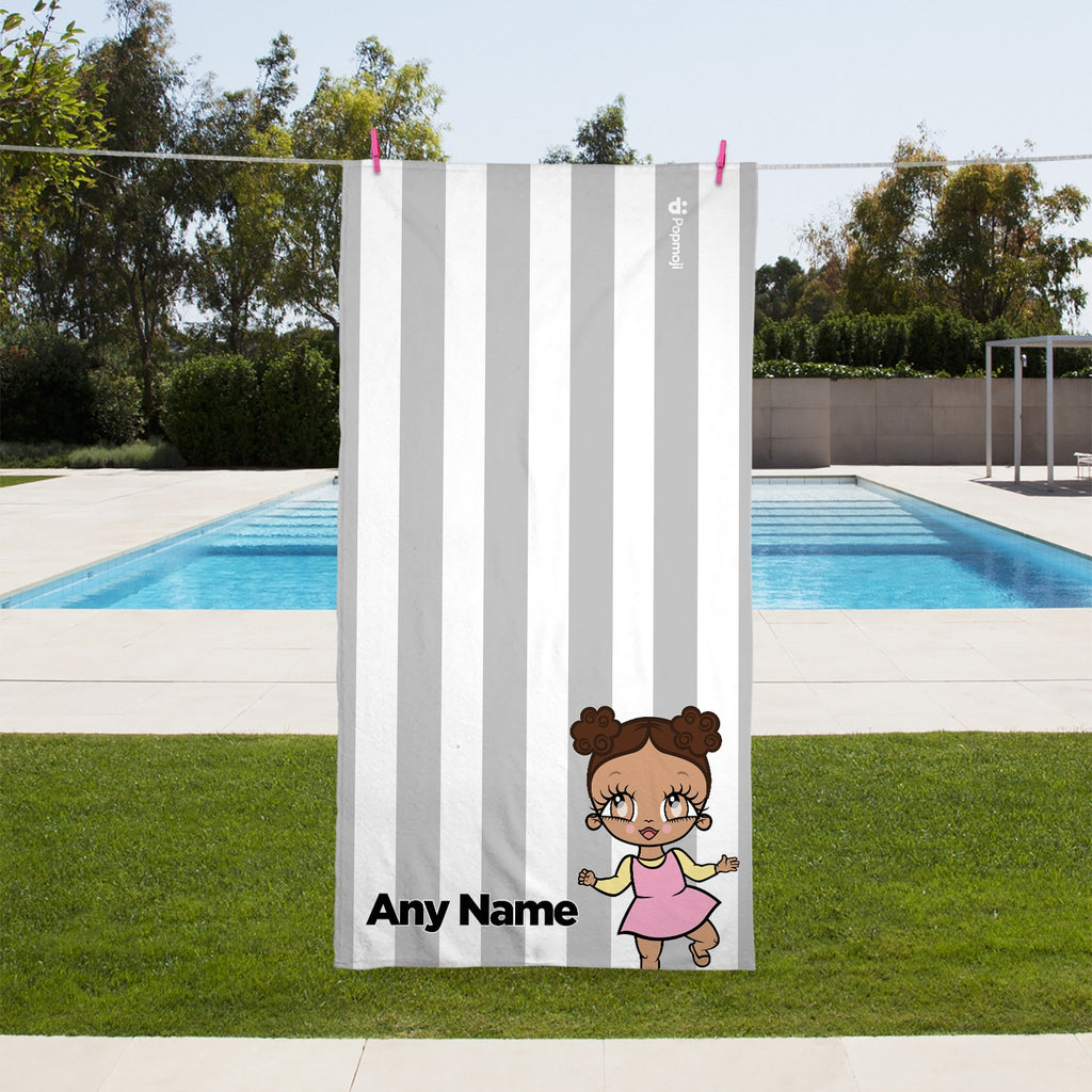 Early Years Personalized Grey Stripe Beach Towel - Image 3