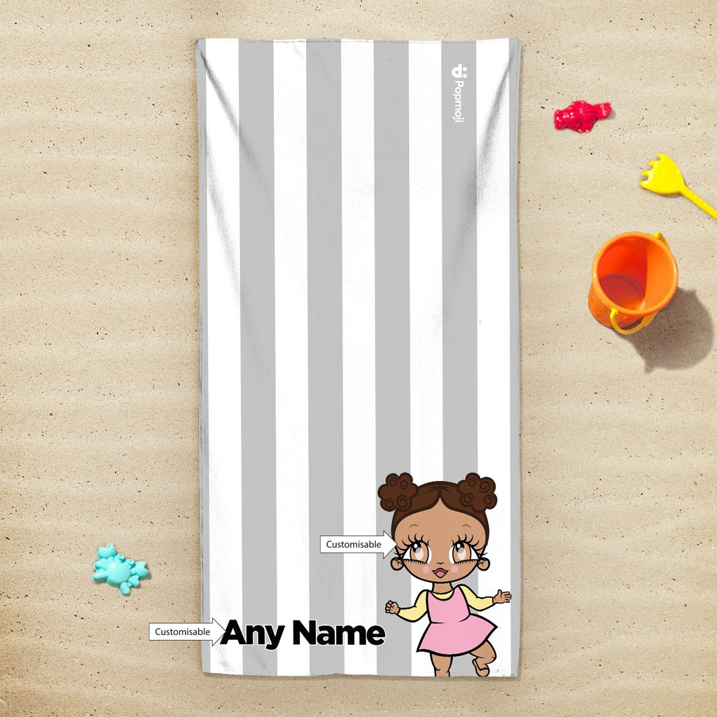 Early Years Personalized Grey Stripe Beach Towel - Image 4